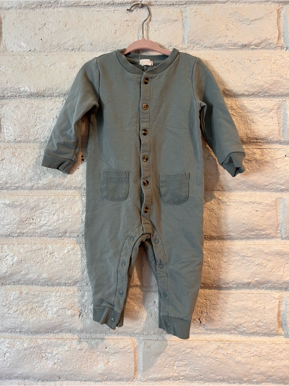 Petit Lem Sage Green Baby One-Piece